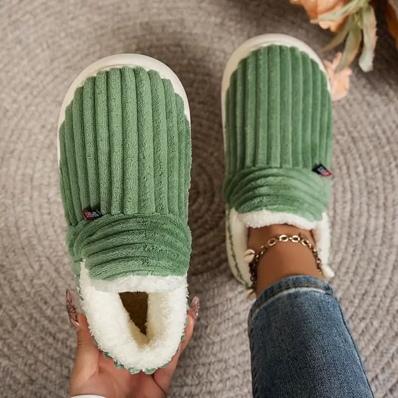 House Slippers Boots Bootie Corduroy Sherpa Fleece Slip Non - Image 1