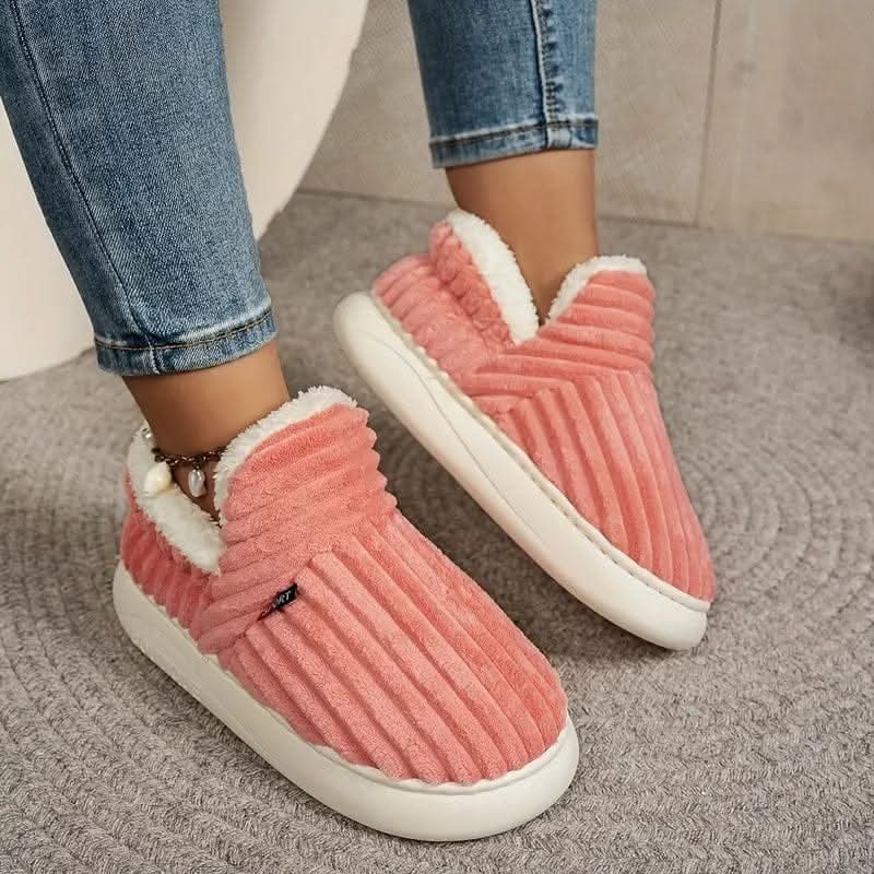 House Slippers Boots Bootie Corduroy Sherpa Fleece Slip Non - Image 4