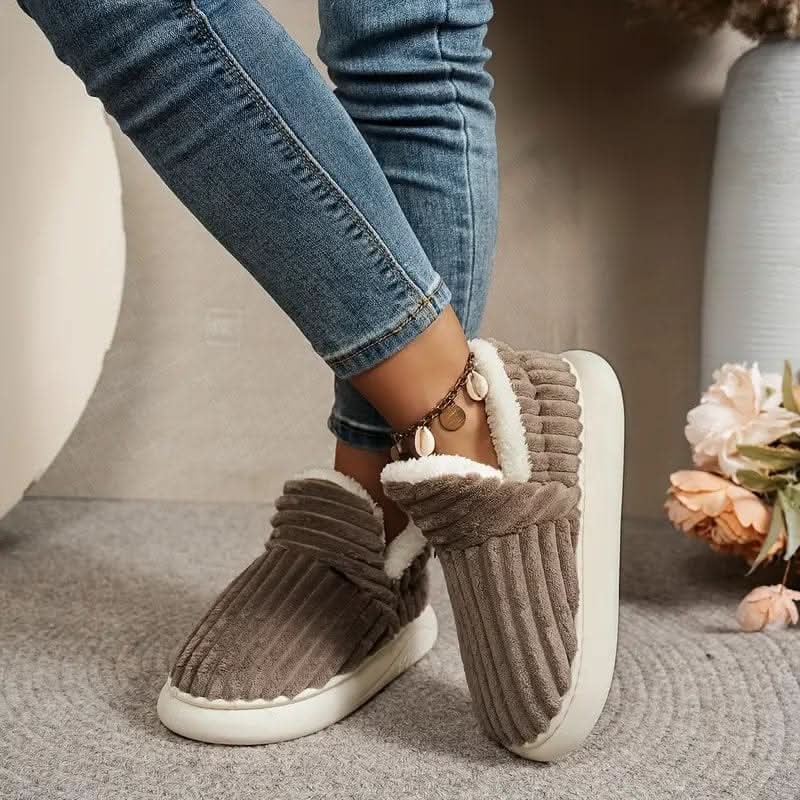 House Slippers Boots Bootie Corduroy Sherpa Fleece Slip Non - Image 5