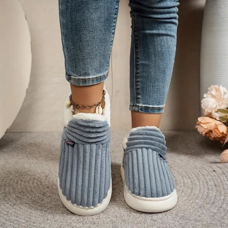 House Slippers Boots Bootie Corduroy Sherpa Fleece Slip Non - Image 7