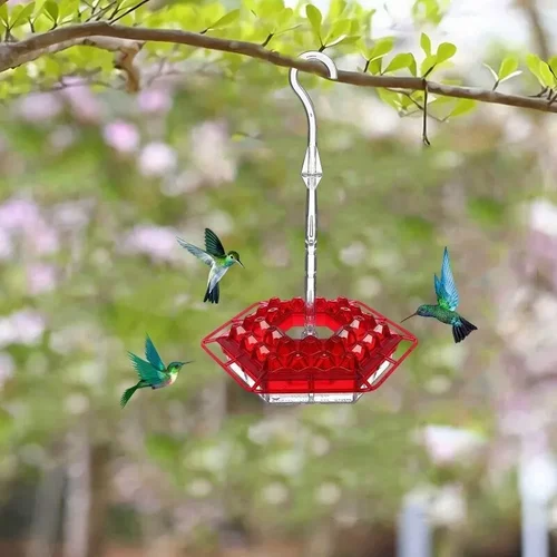 Hummingbird Feeder Hanging Plastic Outdoor Multiple Ports Perch Nectar - Image 4