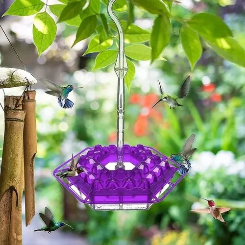 Hummingbird Feeder Hanging Plastic Outdoor Multiple Ports Perch Nectar - Image 5