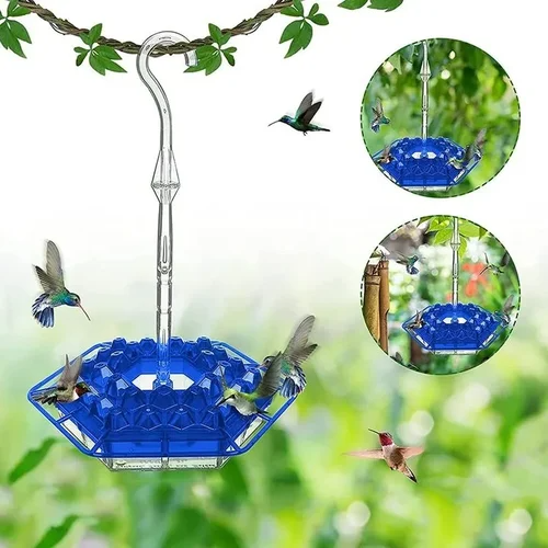 Hummingbird Feeder Hanging Plastic Outdoor Multiple Ports Perch Nectar - Image 6