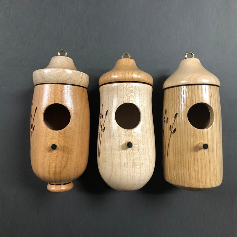 Hummingbird House Wooden Nesting Box Mini Carved Hanging Garden Outdoor - Image 6