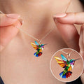 Hummingbird Necklace with Earrings Colorful Gold Pendant Metal Chain Jewelry Set - Image 1