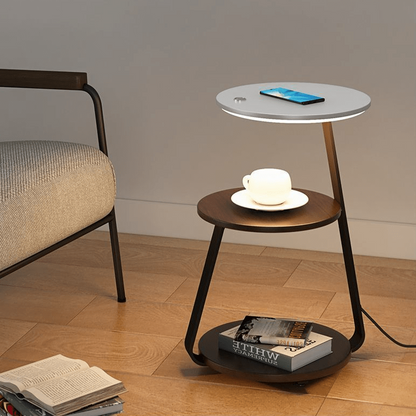 Bedside Table Lamp Compact Double-Layer Side Table