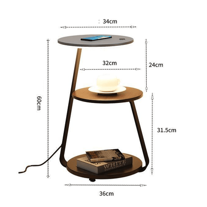 Bedside Table Lamp Compact Double-Layer Side Table