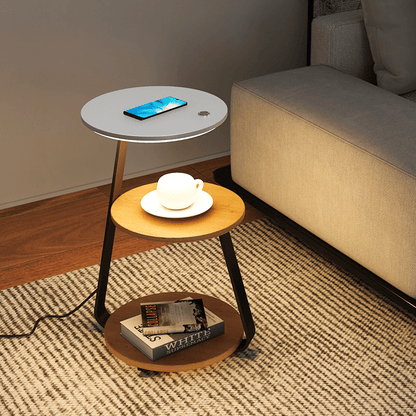 Bedside Table Lamp Compact Double-Layer Side Table