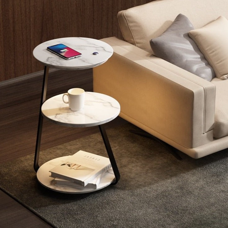 Bedside Table Lamp Compact Double-Layer Side Table