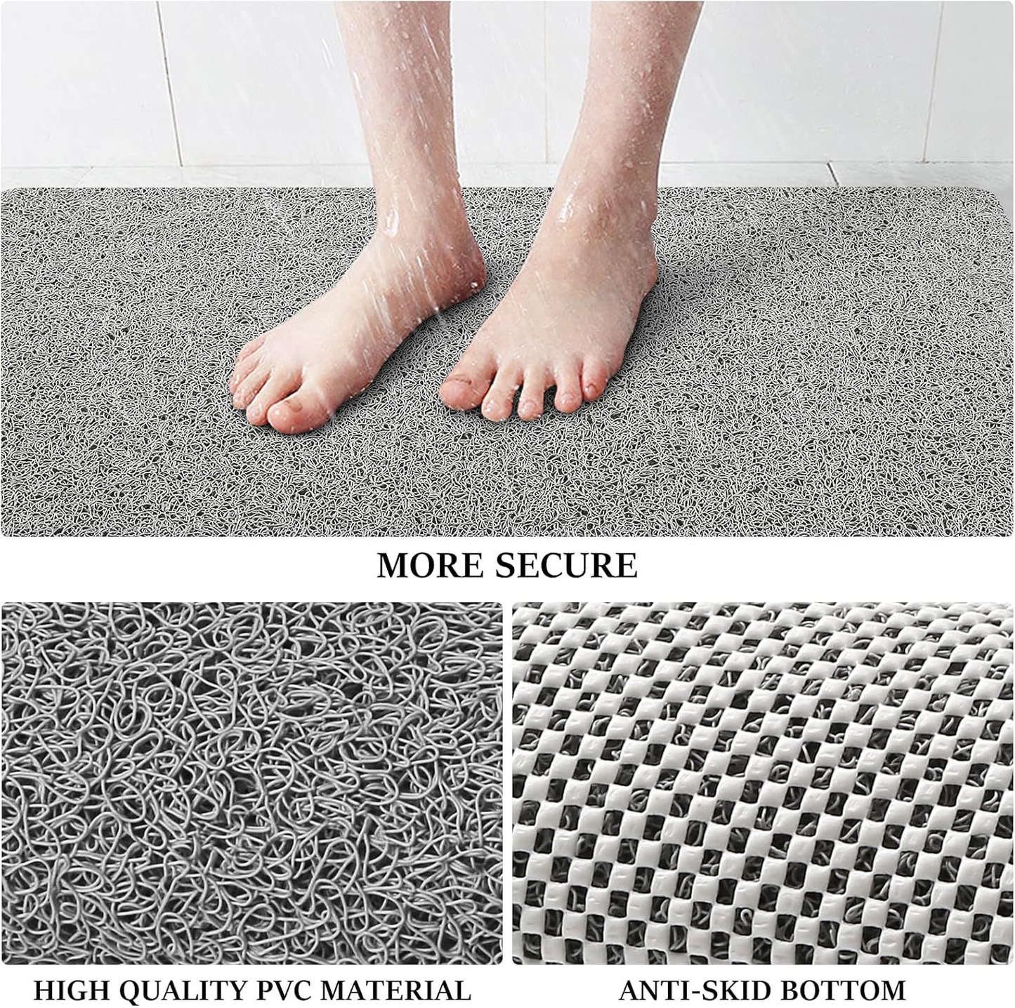 Anti-Slip Shower Mat Quick-Drain Bathroom Floor Mat