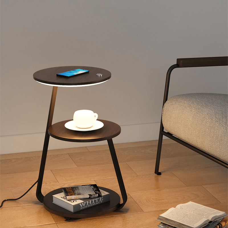 Bedside Table Lamp Compact Double-Layer Side Table