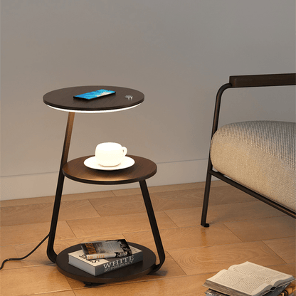 Bedside Table Lamp Compact Double-Layer Side Table
