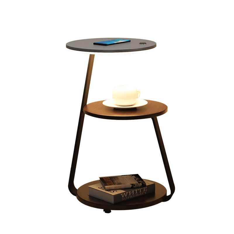Bedside Table Lamp Compact Double-Layer Side Table