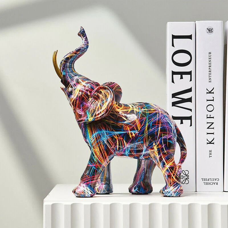 Graffiti Elephant Figurine Vibrant Modern Art Sculpture for Home Décor