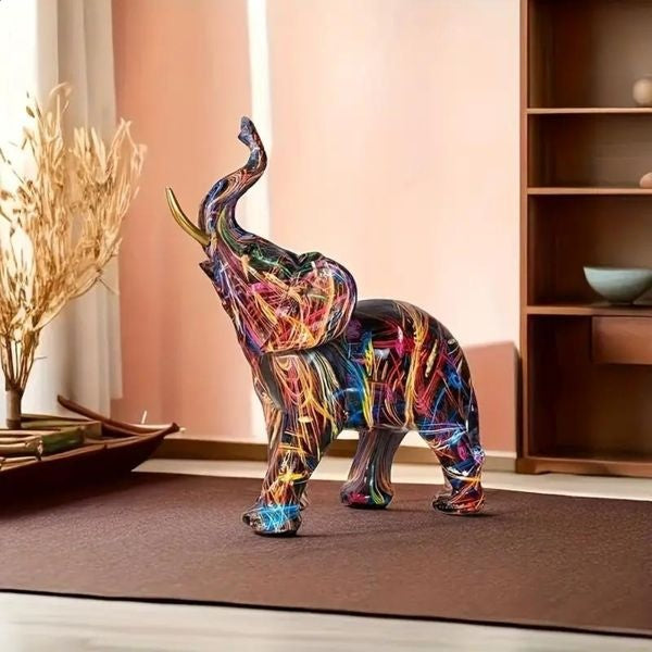 Graffiti Elephant Figurine Vibrant Modern Art Sculpture for Home Décor