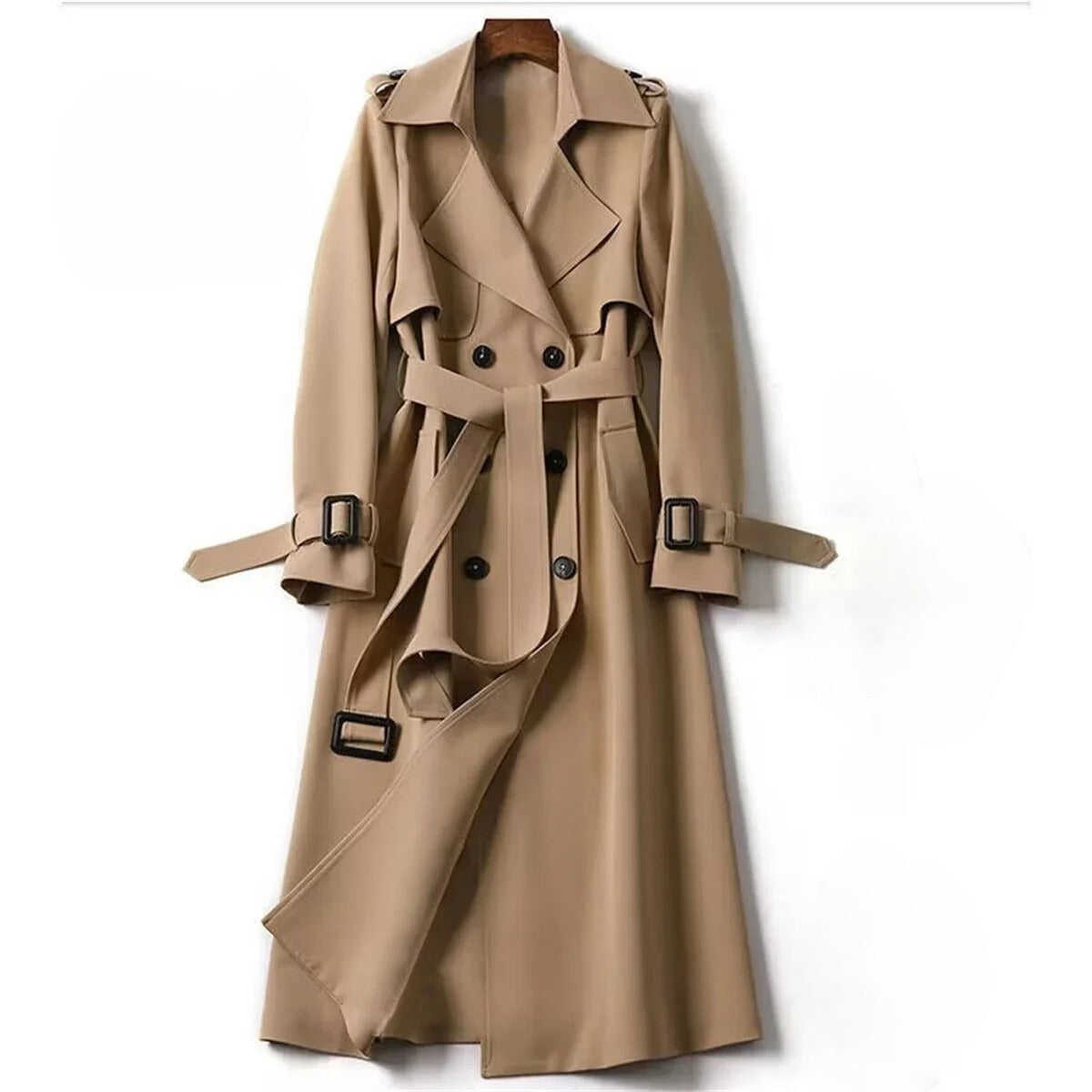Women’s Double Breasted Trench Coat Belted Transitional Wear