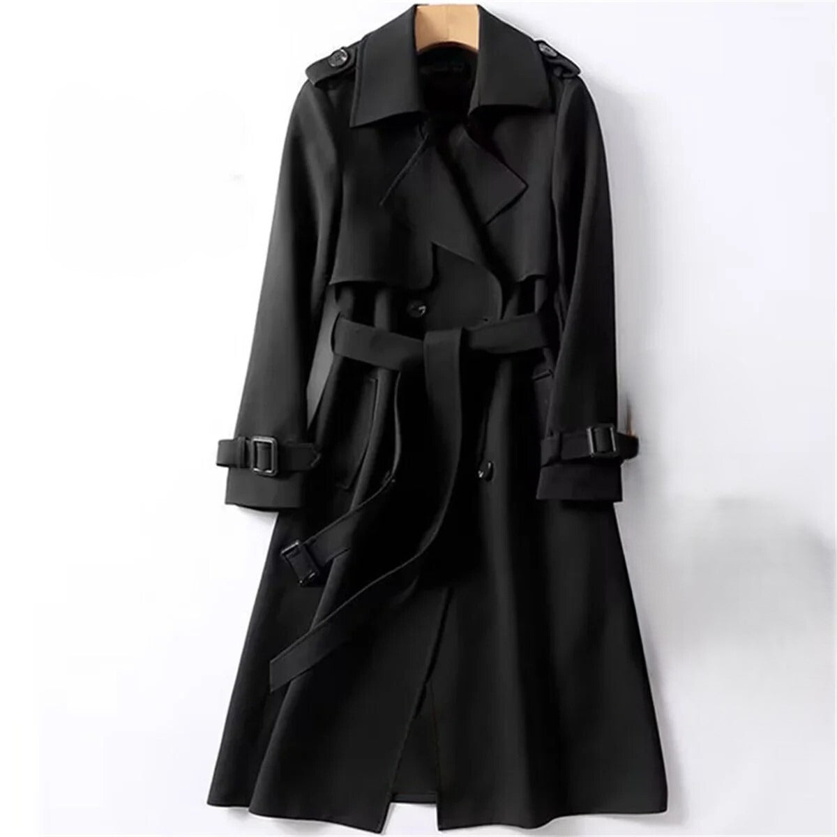 Women’s Double Breasted Trench Coat Belted Transitional Wear