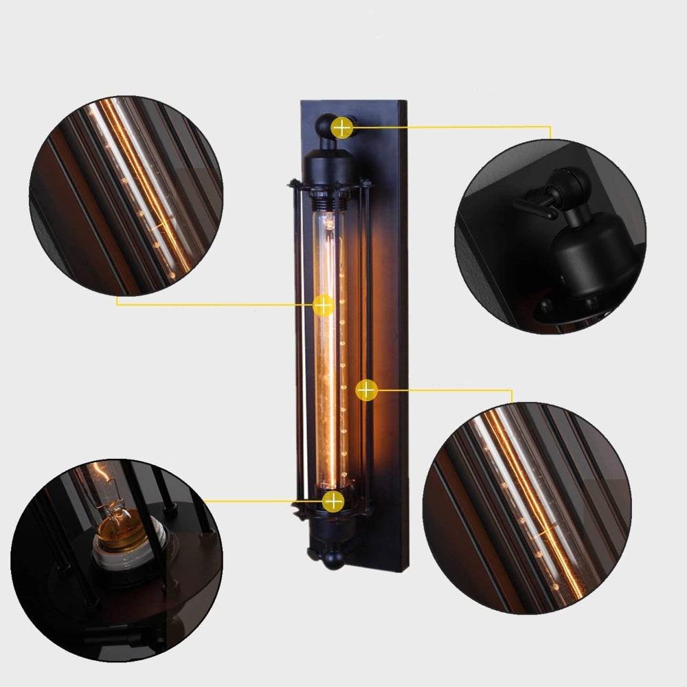 Industrial Wall Sconce with Modern LED Lighting and Vintage Metal Cage Design Wireless - Image 4