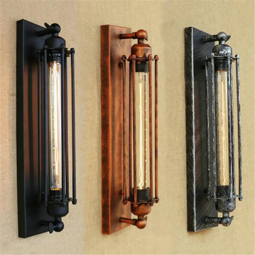 Industrial Wall Sconce with Modern LED Lighting and Vintage Metal Cage Design Wireless - Image 9