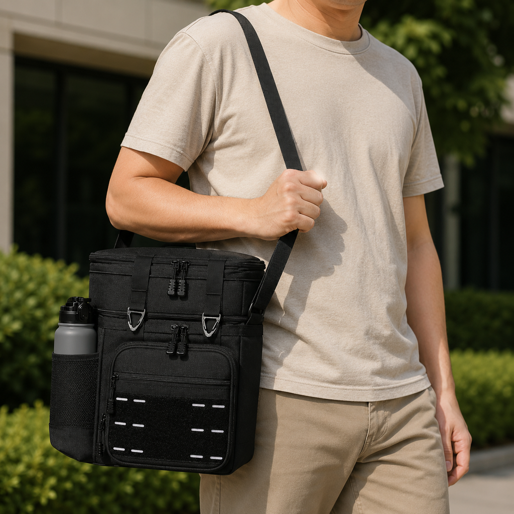 Insulated Freezer Cooler Lunch Bag Tactical Shoulder Strap Mesh Pocket - Image 1