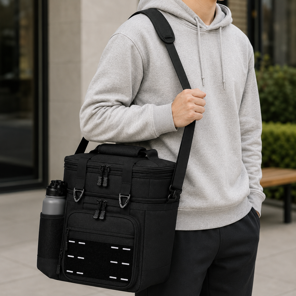 Insulated Freezer Cooler Lunch Bag Tactical Shoulder Strap Mesh Pocket - Image 3