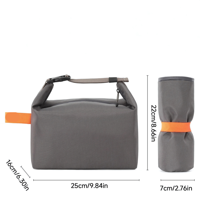 Insulated Lunch Bag Portable Roll Top Ripstop Waterproof Buckle Travel For Work - Image 3
