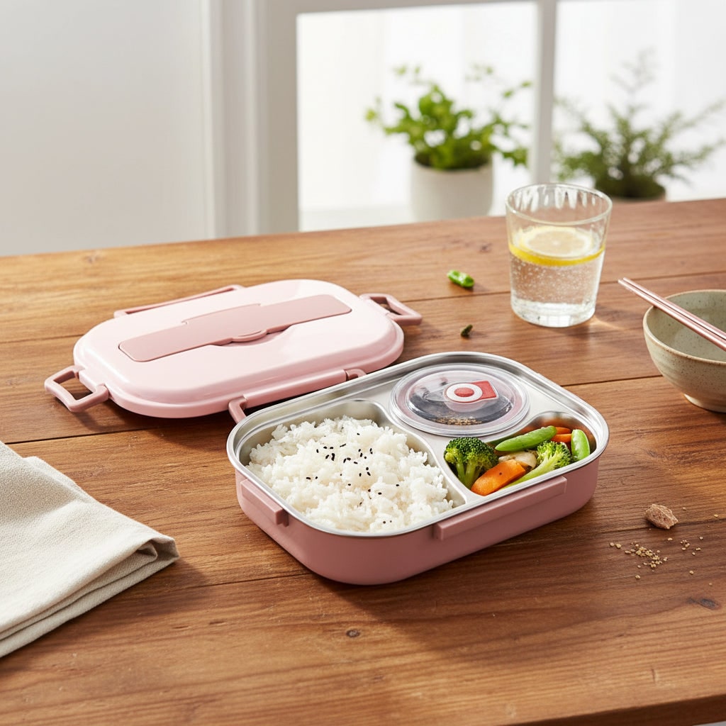 Insulated Lunch Box Bento Stainless Steel Compartment Portable Storage Food Container - Image 5