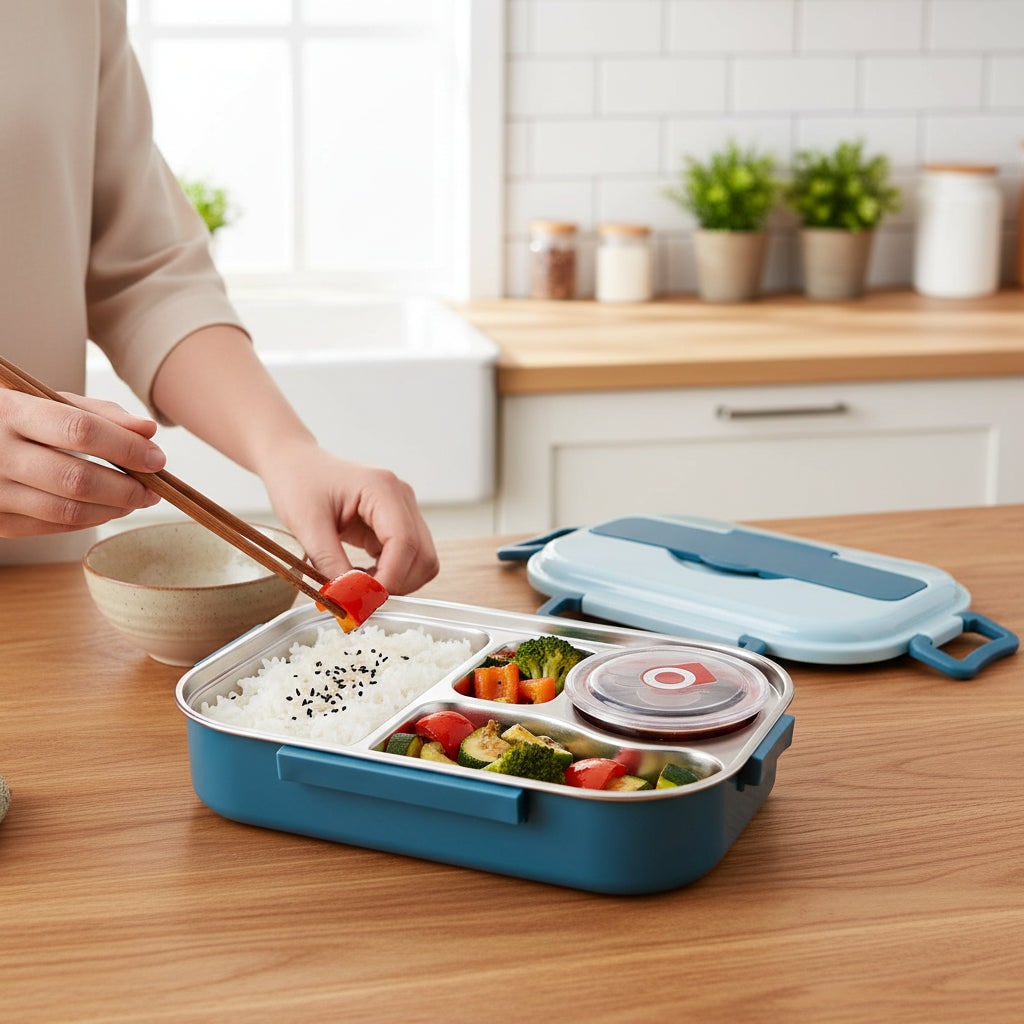 Insulated Lunch Box Bento Stainless Steel Compartment Portable Storage Food Container - Image 7