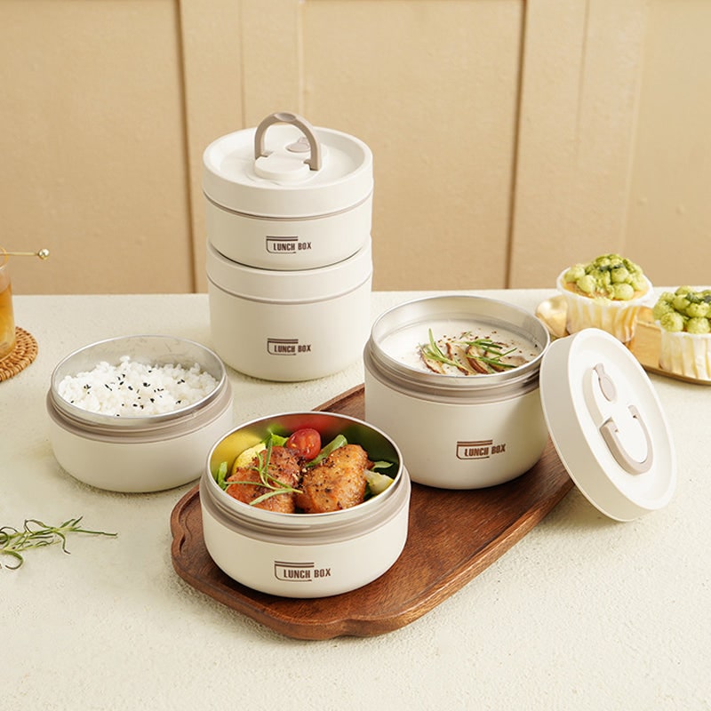 Insulated Lunch Box Bento Stainless Steel Stackable Portable Thermal Container - Image 1