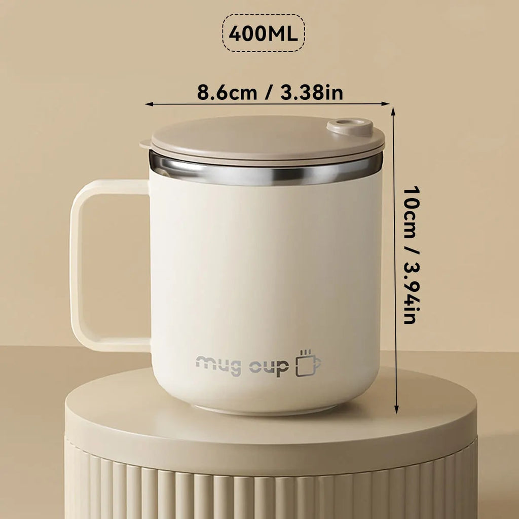 Insulated Stainless Steel Coffee Mug with Lid Handle and Double Walled Design for Travel - Image 1