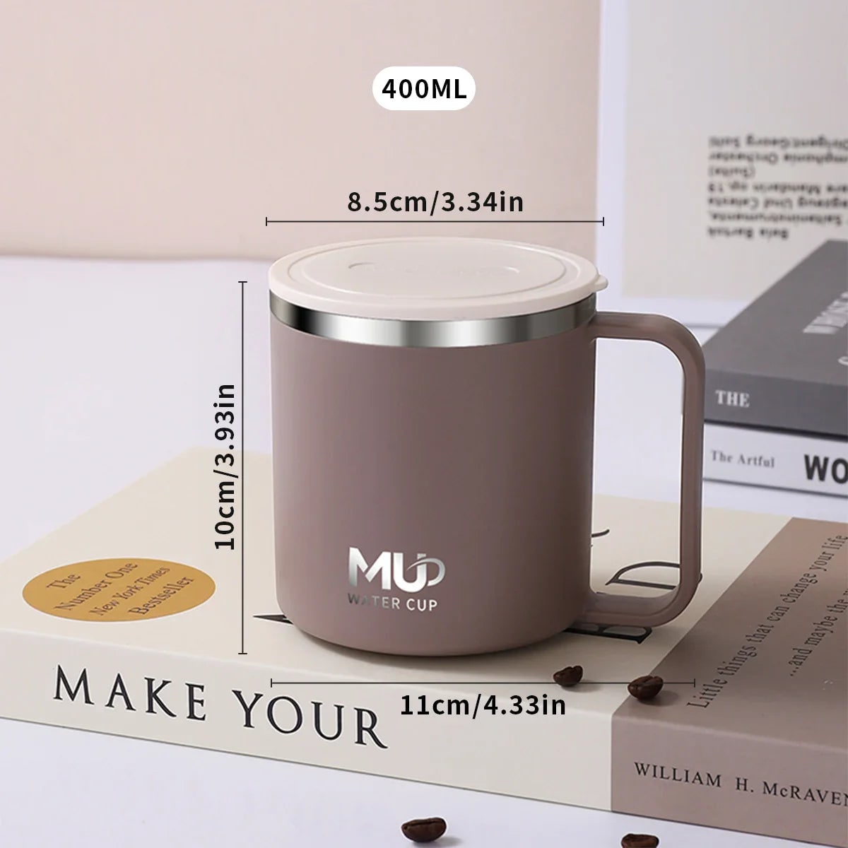 Insulated Stainless Steel Coffee Mug with Lid Handle and Double Walled Design for Travel - Image 12