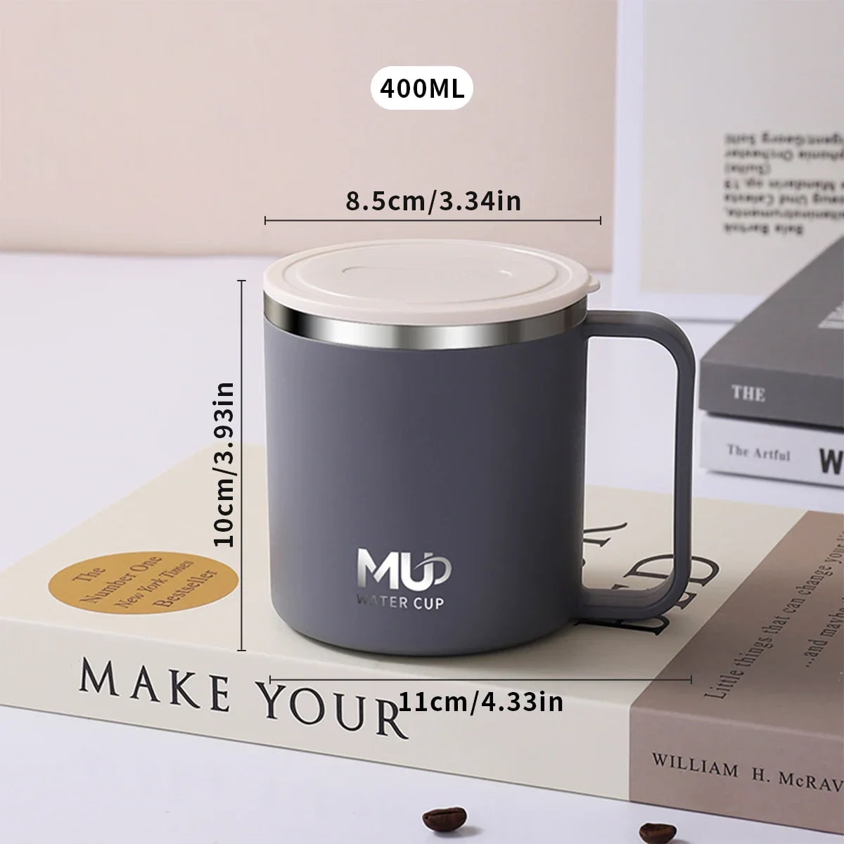 Insulated Stainless Steel Coffee Mug with Lid Handle and Double Walled Design for Travel - Image 14