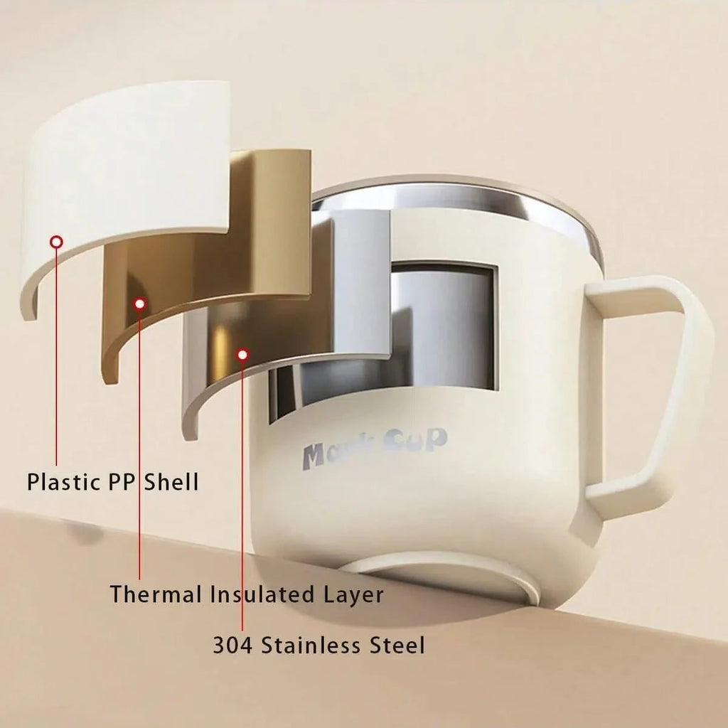 Insulated Stainless Steel Coffee Mug with Lid Handle and Double Walled Design for Travel - Image 2