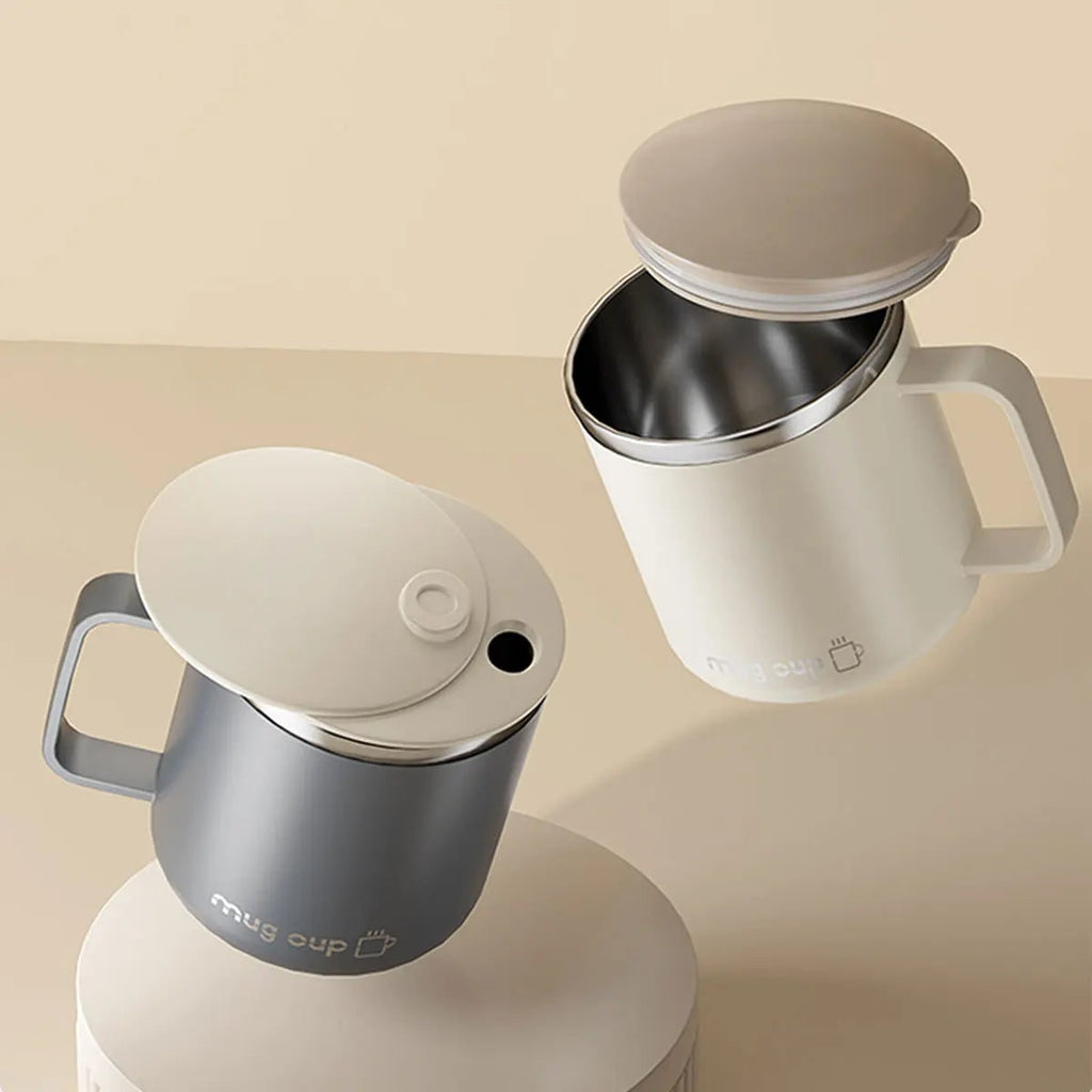 Insulated Stainless Steel Coffee Mug with Lid Handle and Double Walled Design for Travel - Image 4