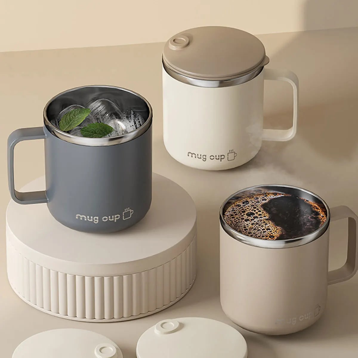 Insulated Stainless Steel Coffee Mug with Lid Handle and Double Walled Design for Travel - Image 7