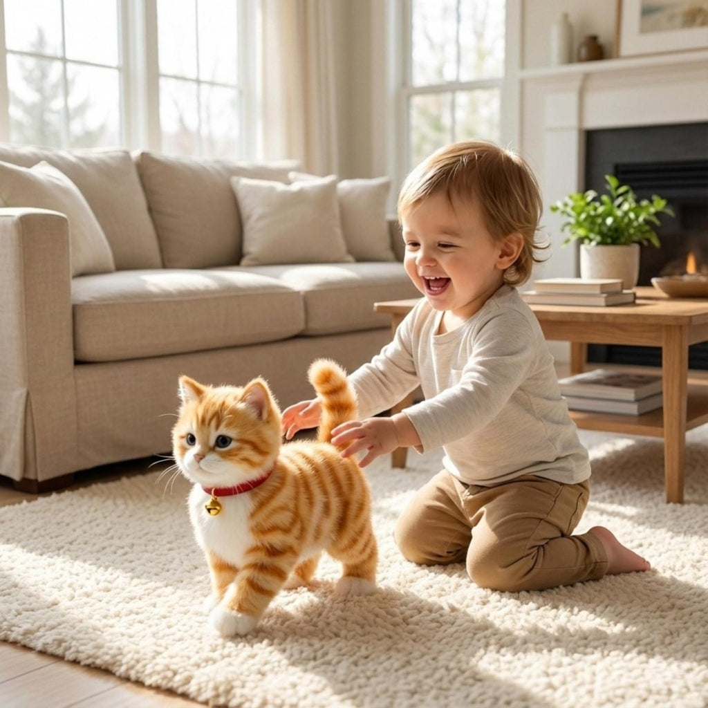 Interactive Cat Toy Robot with Soft Plush Fur Walking and Meowing Electronic Pet Kitten - Image 1