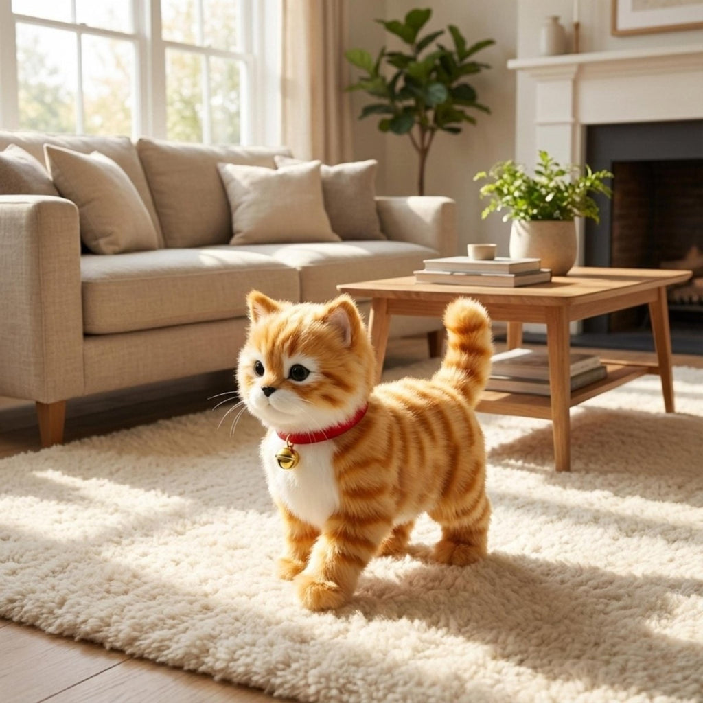 Interactive Cat Toy Robot with Soft Plush Fur Walking and Meowing Electronic Pet Kitten - Image 3