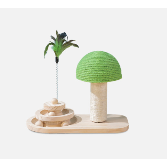 Interactive Cat Toys and Play with Ball Track Feather Wand and Wooden Scratching Post - Image 1