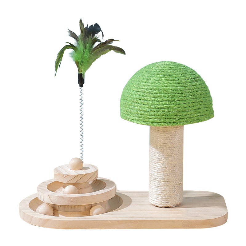 Interactive Cat Toys and Play with Ball Track Feather Wand and Wooden Scratching Post - Image 3