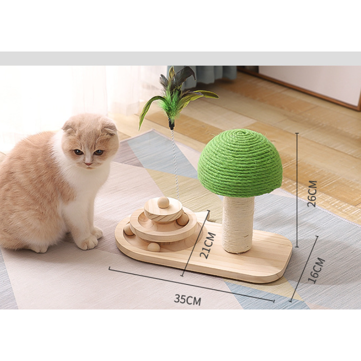 Interactive Cat Toys and Play with Ball Track Feather Wand and Wooden Scratching Post - Image 5