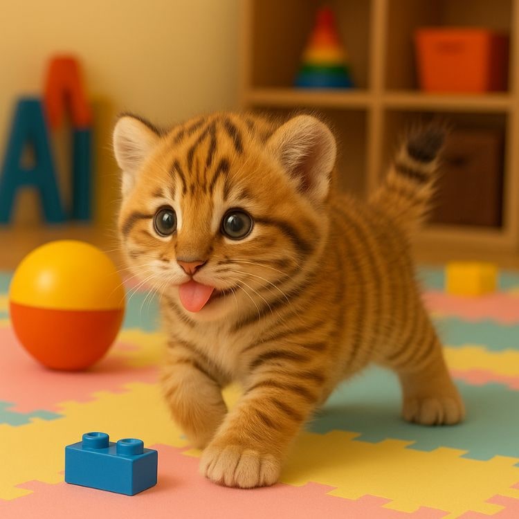 Interactive Pet Toy Robotic Tiger Cub with Walking Meowing and Tail Wagging Action - Image 3