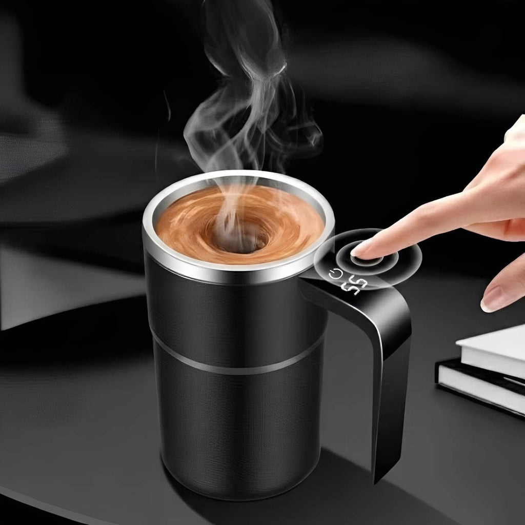 Keep Hot Coffee Self Stirring Travel Mug with Magnetic Mixer and Temperature Display Rechargeable - Image 1