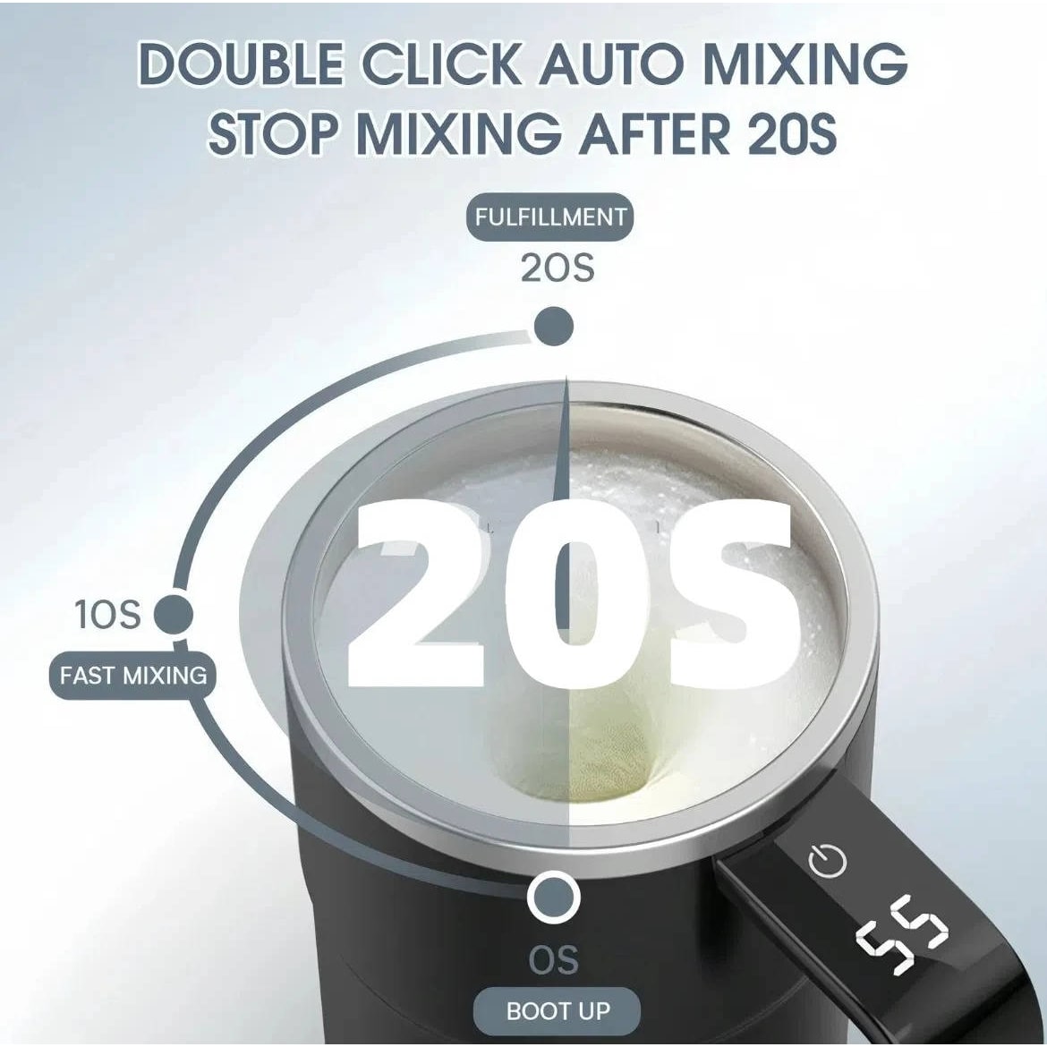 Keep Hot Coffee Self Stirring Travel Mug with Magnetic Mixer and Temperature Display Rechargeable - Image 2