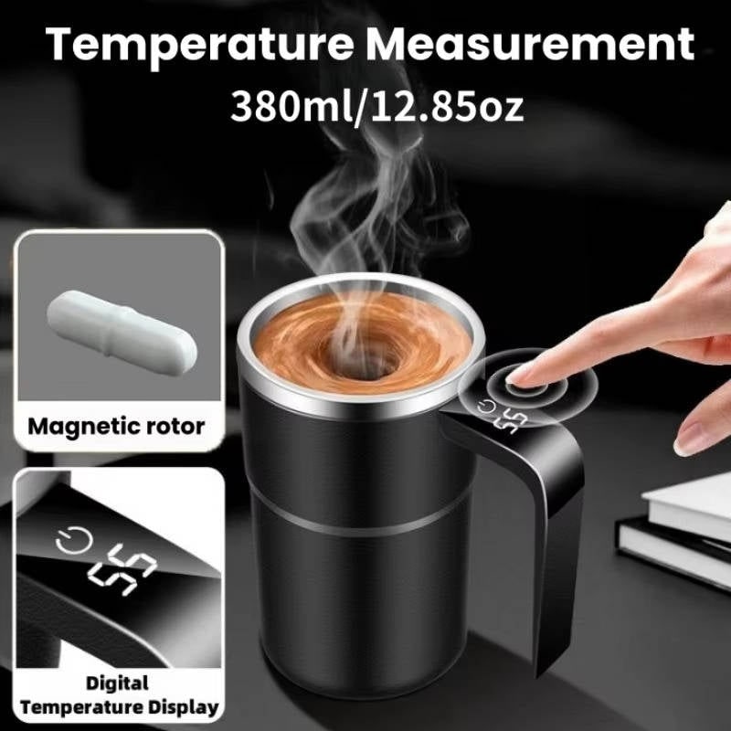 Keep Hot Coffee Self Stirring Travel Mug with Magnetic Mixer and Temperature Display Rechargeable - Image 3