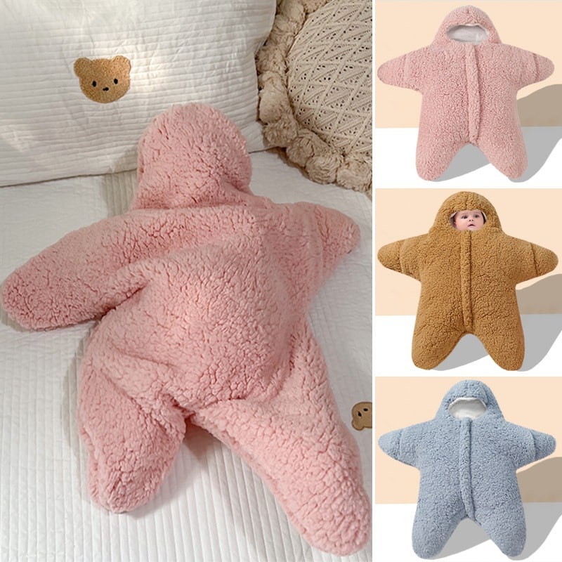 Kids' Baby Sleeping Bag Sleep Sack with Hood Starfish Shape Newborn Sherpa Fleece Infant Wool - Image 1