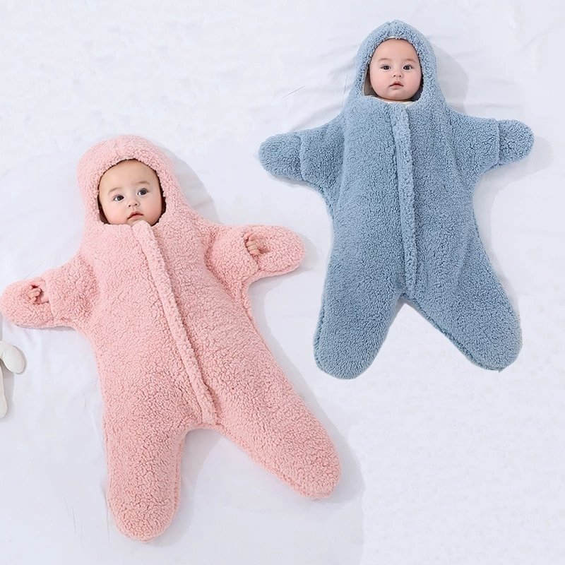 Kids' Baby Sleeping Bag Sleep Sack with Hood Starfish Shape Newborn Sherpa Fleece Infant Wool - Image 7