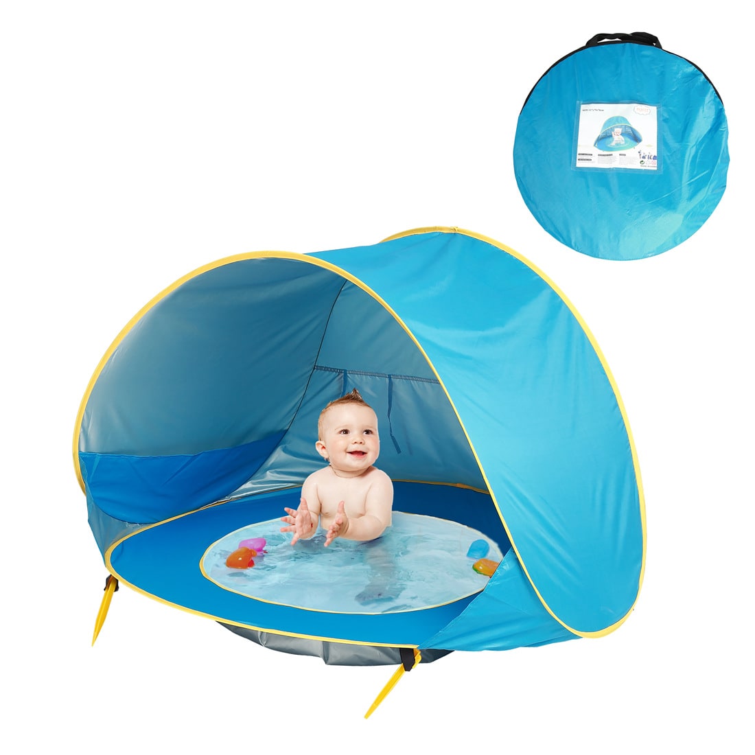 Kids' Beach Tent with Pop Up Sun Shade for Waterproof Dome Shelter with Built-In Pool - Image 10
