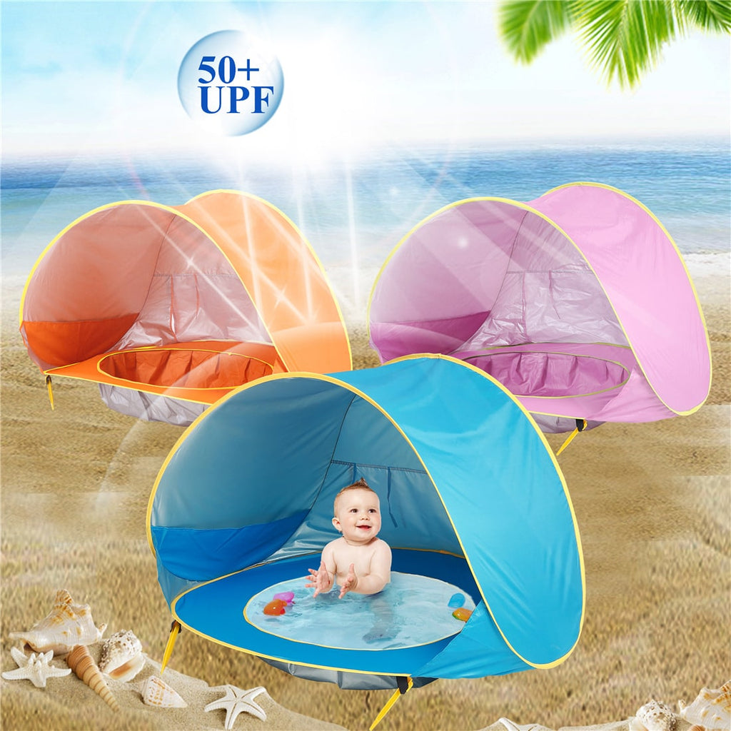 Kids' Beach Tent with Pop Up Sun Shade for Waterproof Dome Shelter with Built-In Pool - Image 15