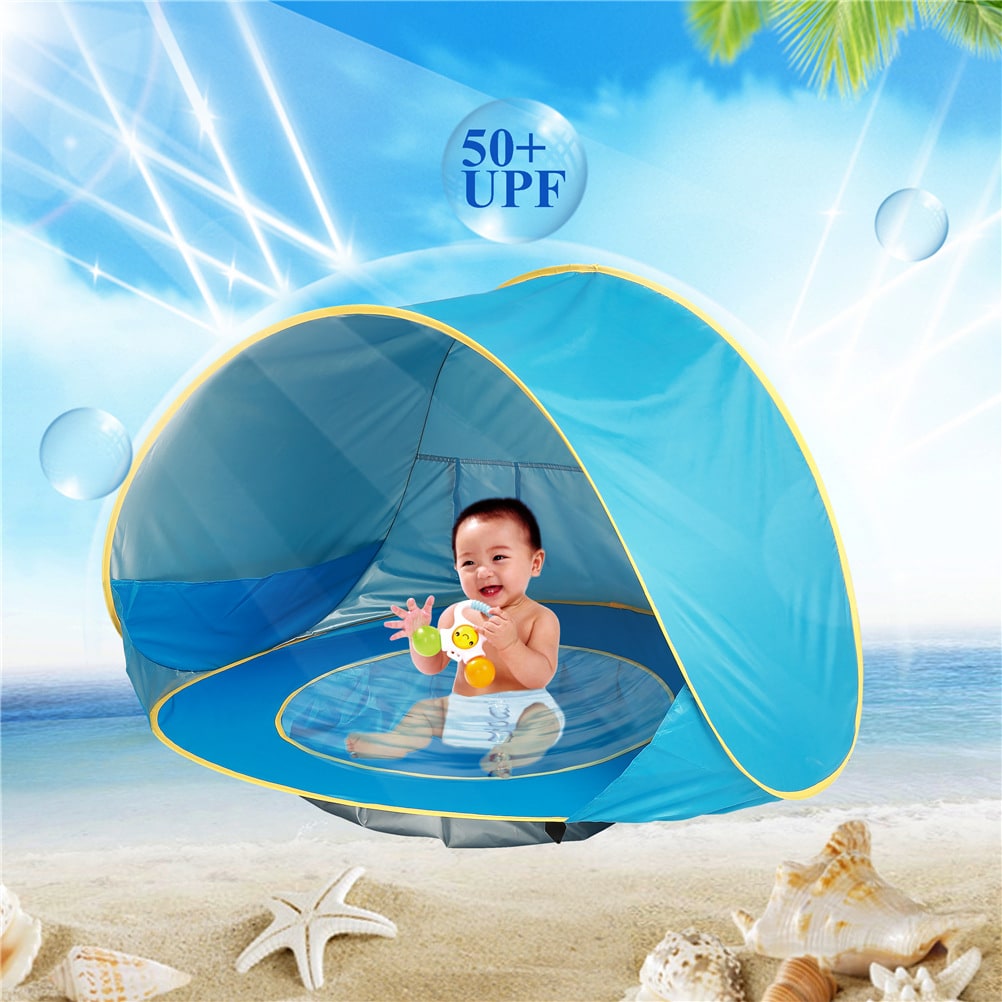 Kids' Beach Tent with Pop Up Sun Shade for Waterproof Dome Shelter with Built-In Pool - Image 17