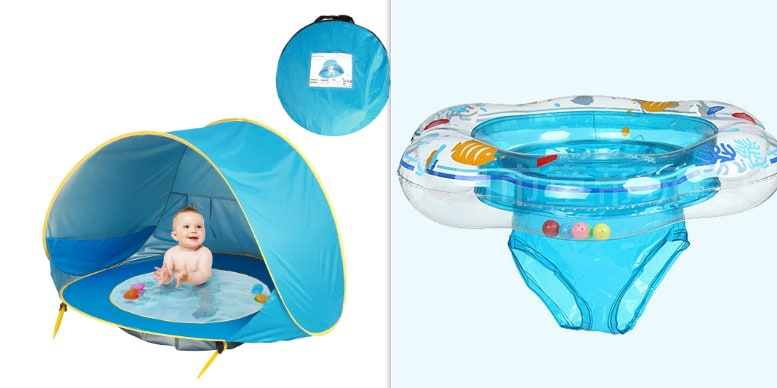 Kids' Beach Tent with Pop Up Sun Shade for Waterproof Dome Shelter with Built-In Pool - Image 18